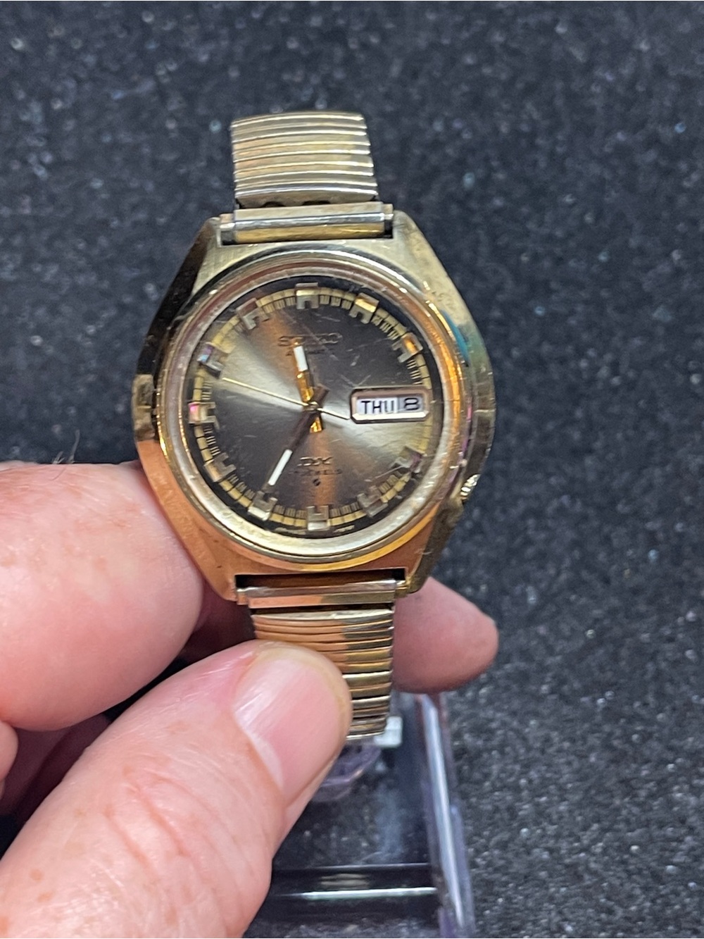 Seiko DX Gold Tone Watch with Brown Gradient Dial